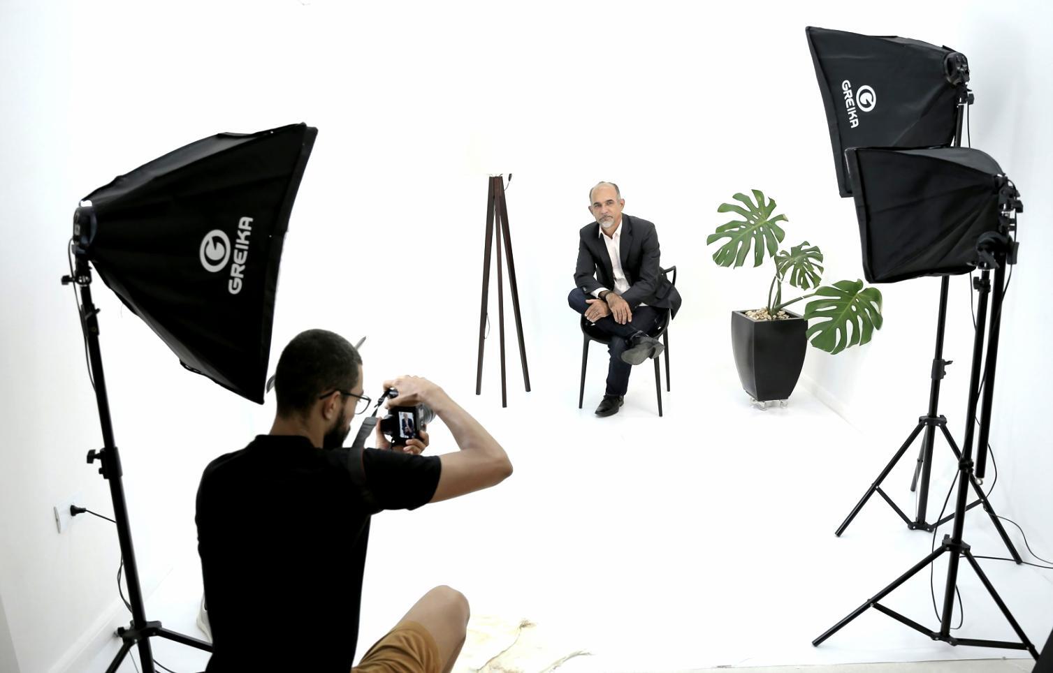 Setup professionale per fotografia di ritratto con illuminazione controllata